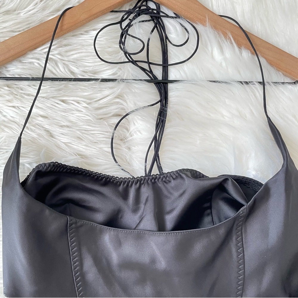 Anna October Vivienne Mini Dress Black Medium Satin Cutout NWT - Picture 9 of 16